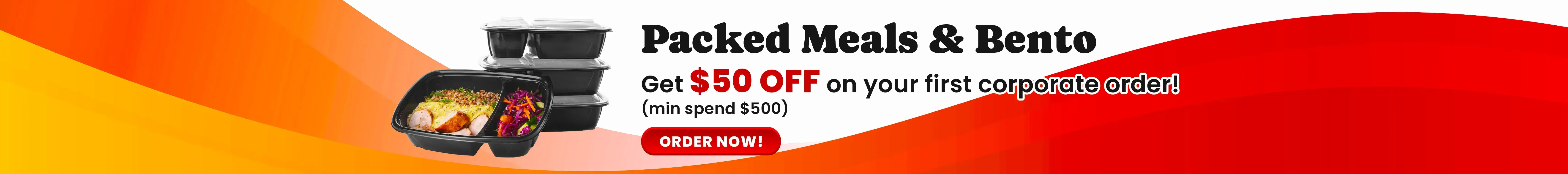 Packed Meals and Bentos! Get $50 off on your first corporate order.